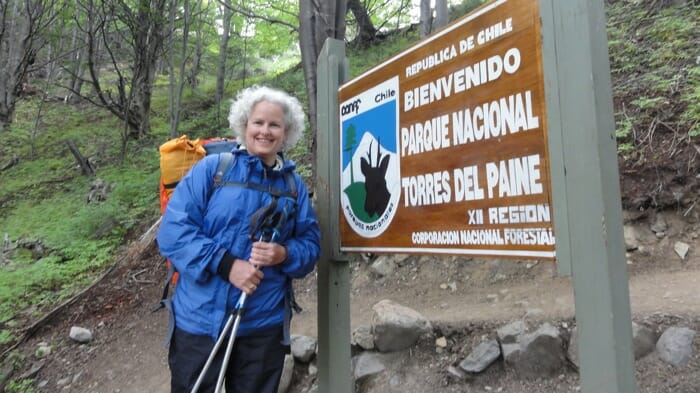 Hiking in Torres del Paine in Patagonia, Chile.