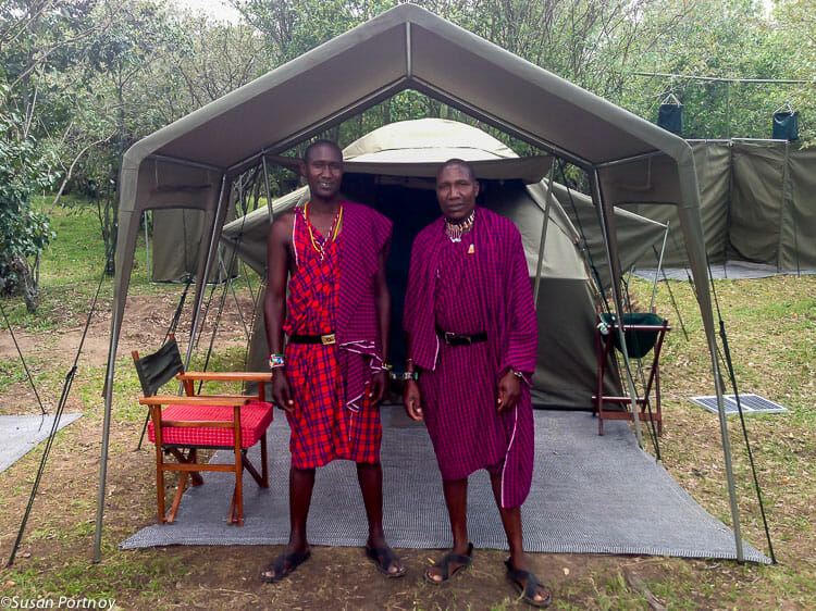 Maasai in front of tent