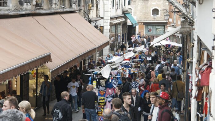 This is the Rialto Bridge in Florence. In a crowd it is unlikely that your person will be at risk however it is important to be careful of pickpockets.