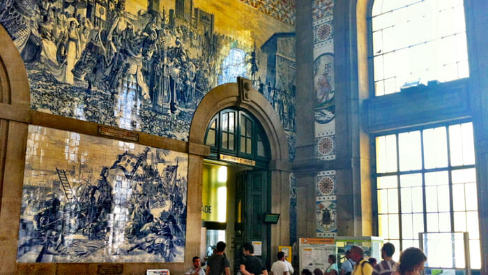 The gorgeous São Bento Railway Station in Porto.