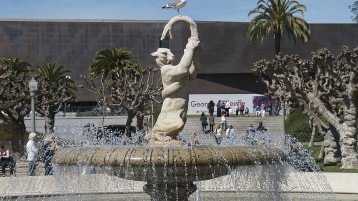 The fountain in front of the de Young Fine Arts Museum in San Francisco.