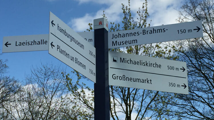 street signs, navigate a new city