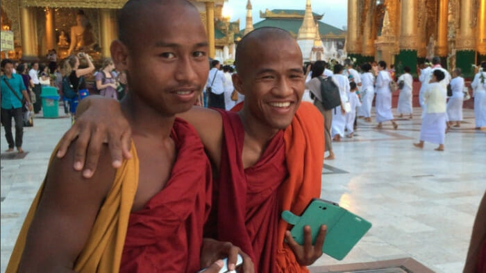 Monks at Shwedogan Pagoda