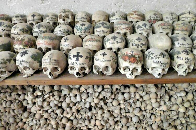 photo, image, hallstatt, austria, skulls