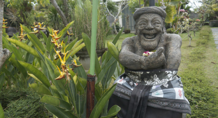 And here is a similar joyful welcome in a statue at a restaurant visited later in the day.
