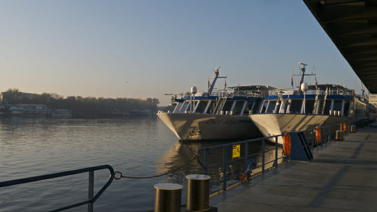 River Adagio docked with sister ship in Belgrade