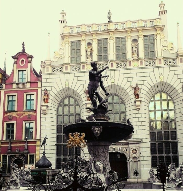 photo, image, neptune fountain, gdansk, poland