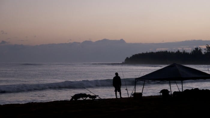 The beach in the morning at Kumu Camp.