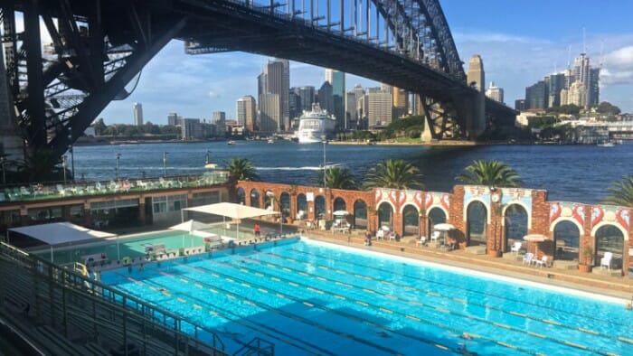The Olympic Pool in North Sydney is in an amazing location beside the Harbour Bridge and Lune Park. 