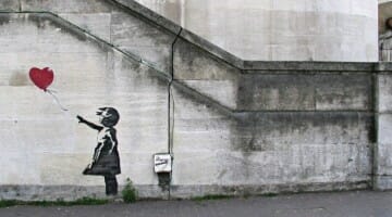 photo, image, banksy, girl with a balloon, east end london
