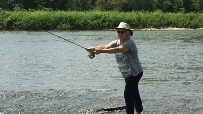 Fly fishing on the Grand River at York, Ontario, Haldimand, County.