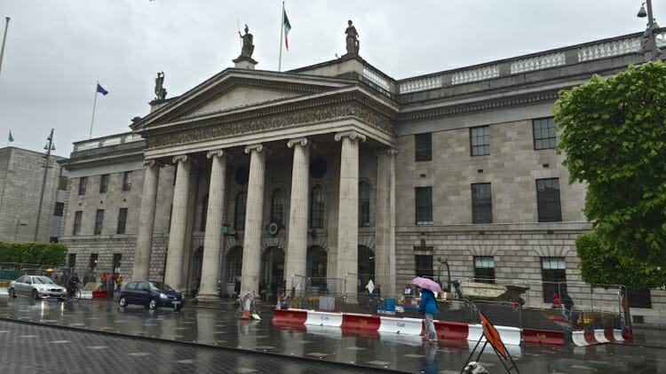 The GPO - General Post Office. You can see bullet holes in the building from when the rebels were under siege during the 1916 Easter Rising.