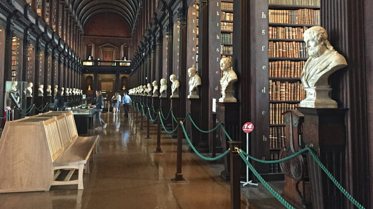 The Long Room in the Trinity College Library.