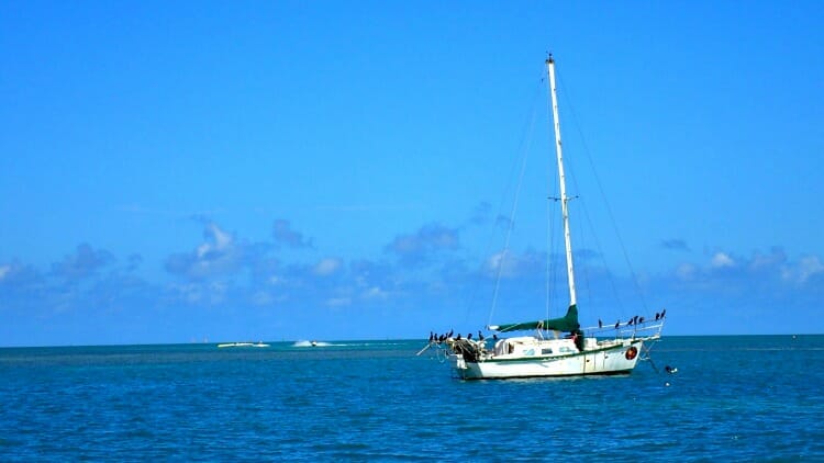 a photo of a sailboat in the florida keys taken on a solo beach vacation