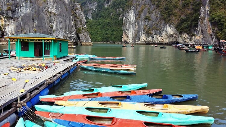 photo, image, kayaks, ha long bay, vietnam