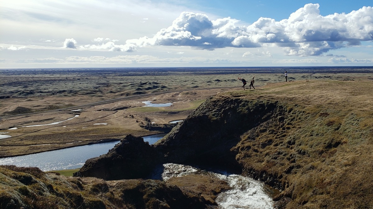 Photo, image, view from top of systrafoss in Iceland, hiking destinations for solo travelers