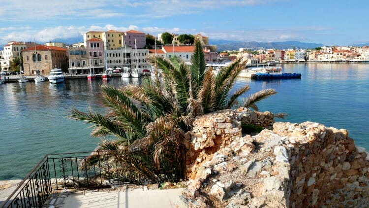 photo, image, harbour, chania, crete, greece
