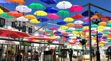 photo, image, umbrellas, central square, torrox