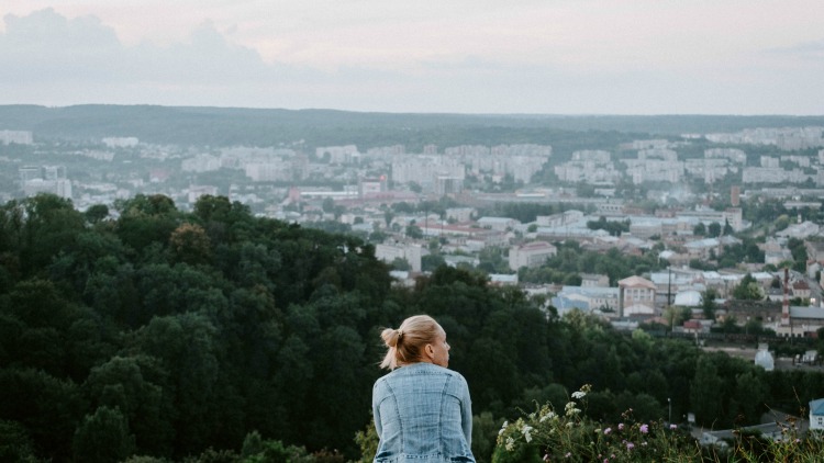 photo, image, woman on hill, stress-free solo travel