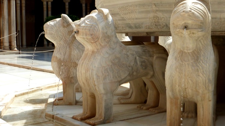 photo, image, fountain of the lions, alhambra, granada