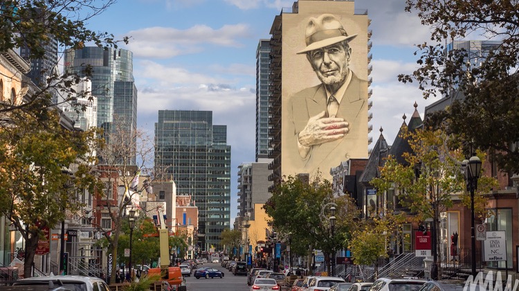 Leonard Cohen mural, solo travel in montreal