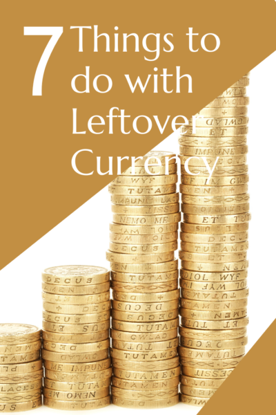 Leftover currency can mount up. Do you have coins and bills from countries you’ll never return to? Here are 7 ways to deal with leftover currency. #travel #money #budgettravel