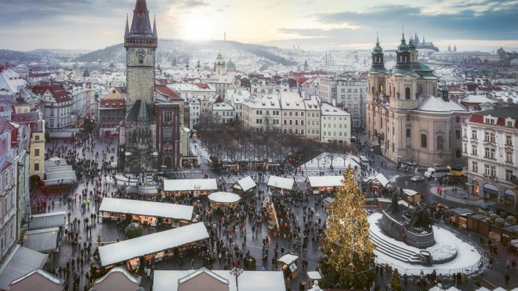 prague, old town square, solo travel destinations for christmas