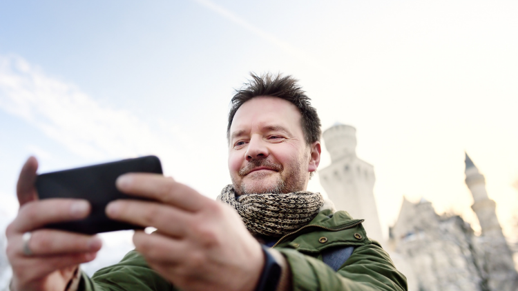 man taking selfie