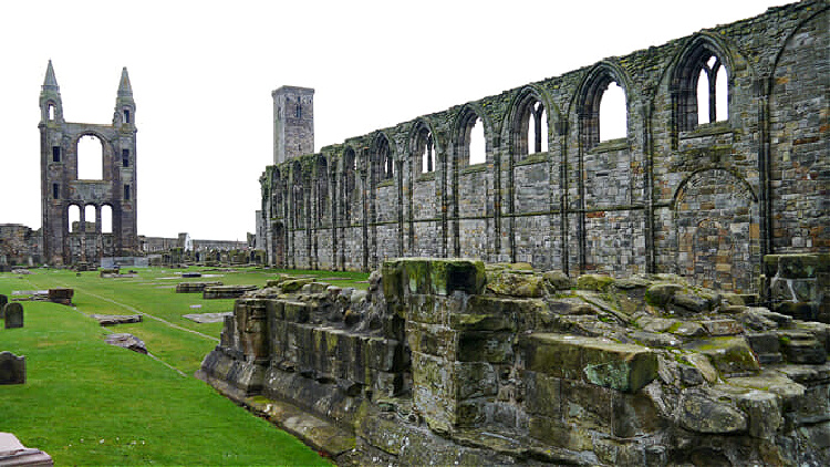 The ruins of St. Andrews Cathedral, one of many historic sites in the United Kingdom.