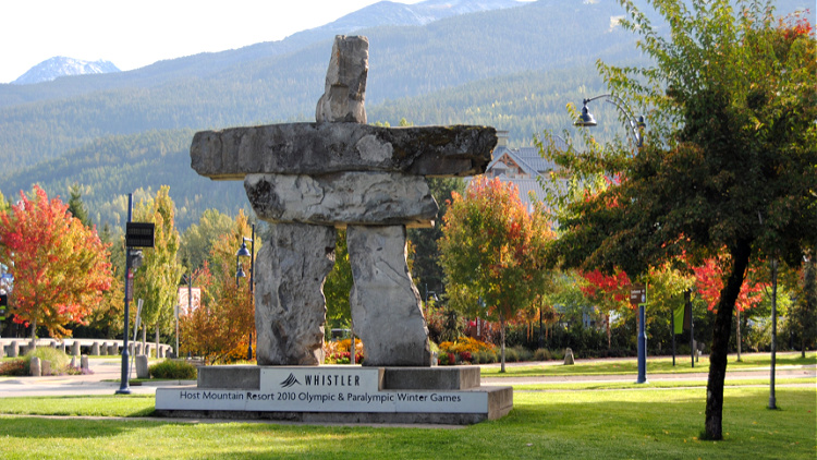 A huge Inukshuk commemorates the 2010 Winter Olympics in Whistler.