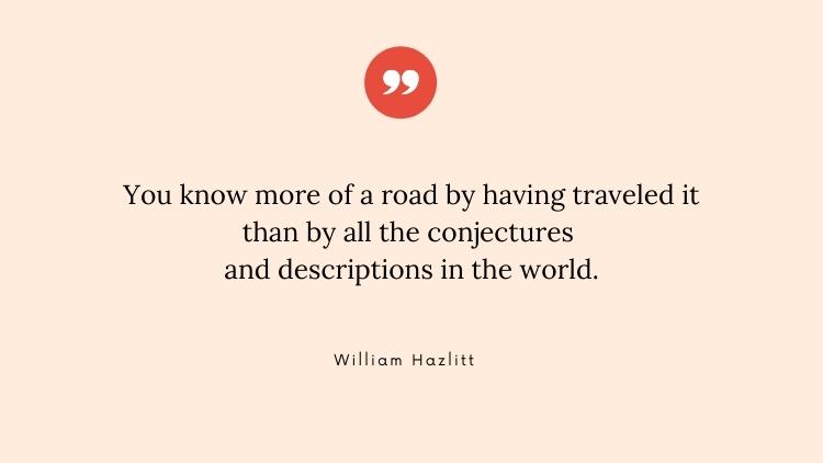 William Hazlitt quote about solo travel