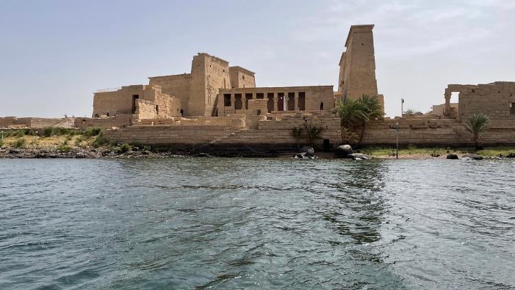 Solo in Egypt, sailing towards the temples at Philae