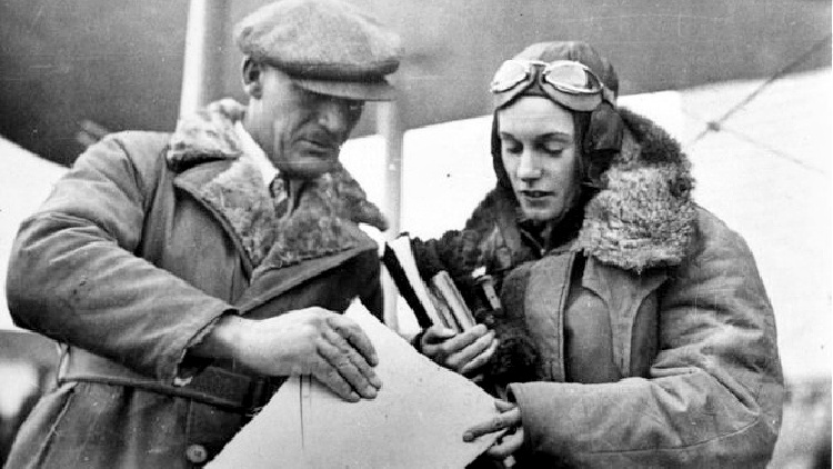 Jean Batten, one of our trailblazing female travelers, is pictured with Malcolm McGregor