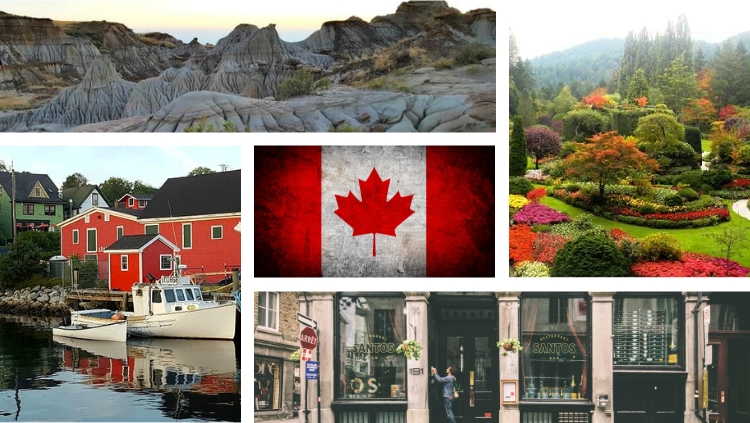 A collage of images showing scenes you will encounter on a solo trip to Canada.