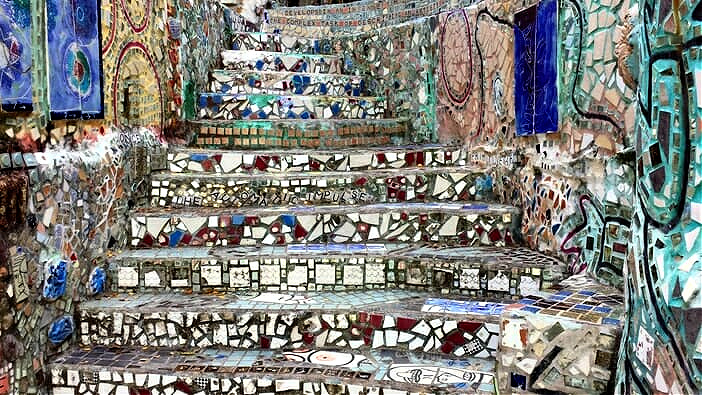 Solo travel to Philadelphia must include a visit to the Magic Gardens to see these mosaics