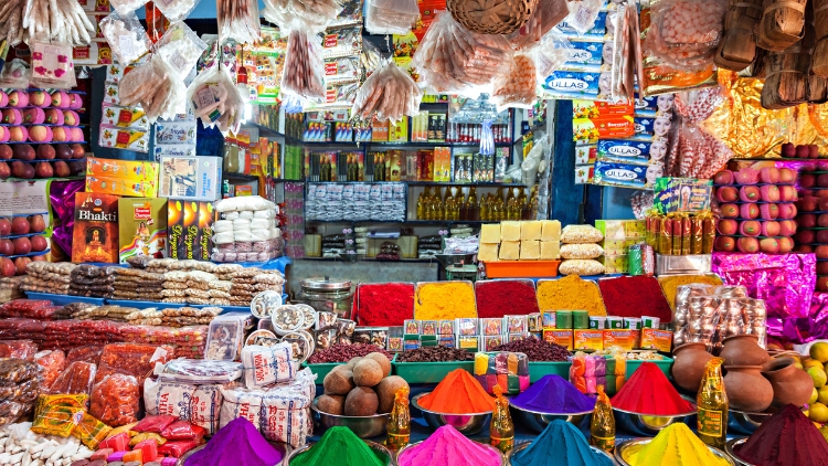 brightly coloured items in a market that you will encounter during solo travel in india