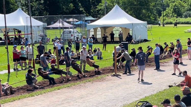 The tug-of-war event at the highland games in Antigonish, Nova Scotia