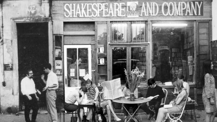 vintage photo of shakespeare and company bookstore